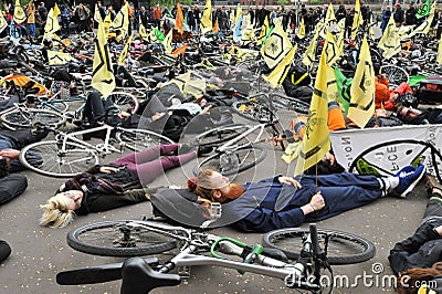 Environmental Activists against the killing of bees in London Editorial Stock Photo